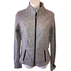 EUC LULULEMON Size 8 GHOST HERRINGBONE Forme JACKET Gray/White